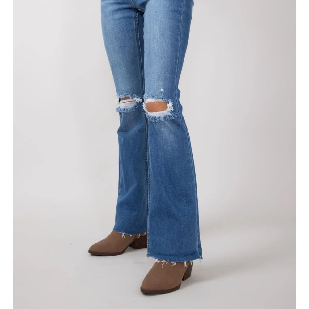 KanCan Light Blue Distressed Flare Jeans